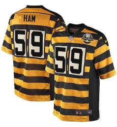 Youth Nike Pittsburgh Steelers #59 Jack Ham Limited Yellow/Black Alternate 80TH Anniversary Throwback NFL Jersey
