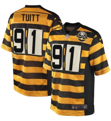 Youth Nike Pittsburgh Steelers #91 Stephon Tuitt Limited Yellow/Black Alternate 80TH Anniversary Throwback NFL Jersey