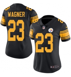 Women's Nike Pittsburgh Steelers #23 Mike Wagner Limited Black Rush Vapor Untouchable NFL Jersey