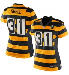 Women's Nike Pittsburgh Steelers #31 Donnie Shell Limited Yellow/Black Alternate 80TH Anniversary Throwback NFL Jersey