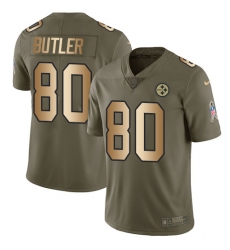 Men's Nike Pittsburgh Steelers #80 Jack Butler Limited Olive/Gold 2017 Salute to Service NFL Jersey
