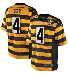 Men's Nike Pittsburgh Steelers #4 Jordan Berry Limited Yellow/Black Alternate 80TH Anniversary Throwback NFL Jersey
