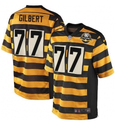 Men's Nike Pittsburgh Steelers #77 Marcus Gilbert Limited Yellow/Black Alternate 80TH Anniversary Throwback NFL Jersey