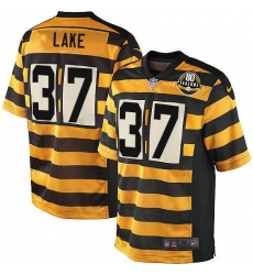 Men's Nike Pittsburgh Steelers #37 Carnell Lake Limited Yellow/Black Alternate 80TH Anniversary Throwback NFL Jersey