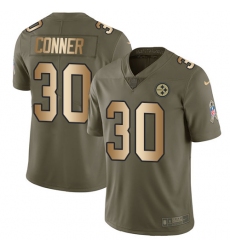 Youth Nike Pittsburgh Steelers #30 James Conner Limited Olive/Gold 2017 Salute to Service NFL Jersey