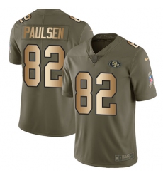 Men's Nike San Francisco 49ers #82 Logan Paulsen Limited Olive/Gold 2017 Salute to Service NFL Jersey