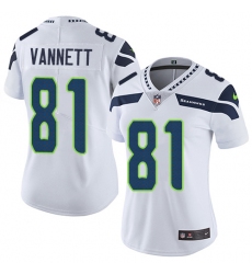 Women's Nike Seattle Seahawks #81 Nick Vannett White Vapor Untouchable Limited Player NFL Jersey
