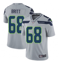 Men's Nike Seattle Seahawks #68 Justin Britt Grey Alternate Vapor Untouchable Limited Player NFL Jersey