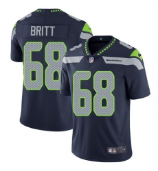 Men's Nike Seattle Seahawks #68 Justin Britt Steel Blue Team Color Vapor Untouchable Limited Player NFL Jersey