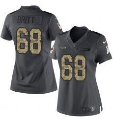Women's Nike Seattle Seahawks #68 Justin Britt Limited Black 2016 Salute to Service NFL Jersey