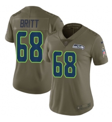 Women's Nike Seattle Seahawks #68 Justin Britt Limited Olive 2017 Salute to Service NFL Jersey