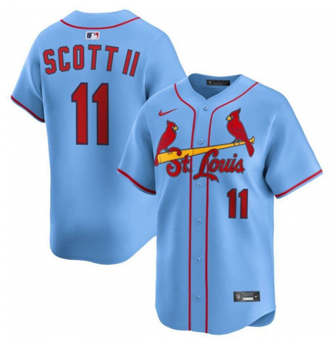 Men's St. Louis Cardinals #11 Victor Scott II Light Blue Alternate Limited Stitched Baseball Jersey