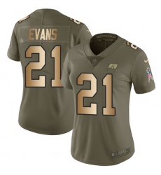 Women's Nike Tampa Bay Buccaneers #21 Justin Evans Limited Olive/Gold 2017 Salute to Service NFL Jersey