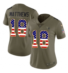Women's Nike Tennessee Titans #18 Rishard Matthews Limited Olive/USA Flag 2017 Salute to Service NFL Jersey