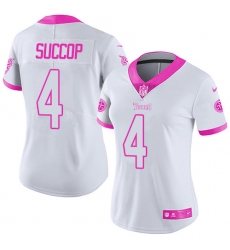 Women's Nike Tennessee Titans #4 Ryan Succop Limited White/Pink Rush Fashion NFL Jersey