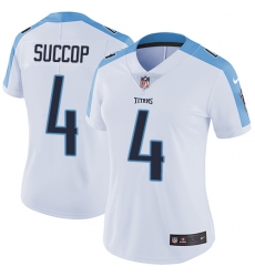 Women's Nike Tennessee Titans #4 Ryan Succop White Vapor Untouchable Limited Player NFL Jersey