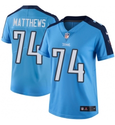 Women's Nike Tennessee Titans #74 Bruce Matthews Limited Light Blue Rush Vapor Untouchable NFL Jersey