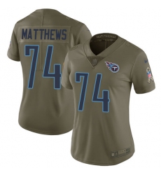 Women's Nike Tennessee Titans #74 Bruce Matthews Limited Olive 2017 Salute to Service NFL Jersey