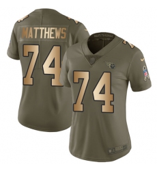 Women's Nike Tennessee Titans #74 Bruce Matthews Limited Olive/Gold 2017 Salute to Service NFL Jersey