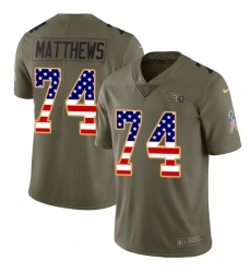 Youth Nike Tennessee Titans #74 Bruce Matthews Limited Olive/USA Flag 2017 Salute to Service NFL Jersey