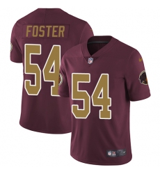Youth Nike Washington Redskins #54 Mason Foster Elite Burgundy Red/Gold Number Alternate 80TH Anniversary NFL Jersey