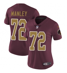 Women's Nike Washington Redskins #72 Dexter Manley Burgundy Red/Gold Number Alternate 80TH Anniversary Vapor Untouchable Limited Player NFL Jersey