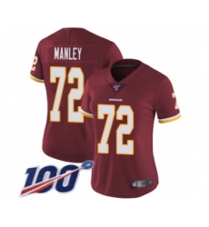 Women's Washington Redskins #72 Dexter Manley Burgundy Red Team Color Vapor Untouchable Limited Player 100th Season Football Jersey