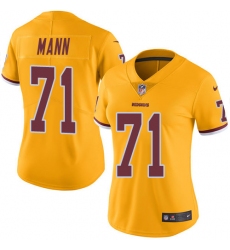 Women's Nike Washington Redskins #71 Charles Mann Limited Gold Rush Vapor Untouchable NFL Jersey