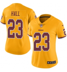 Women's Nike Washington Redskins #23 DeAngelo Hall Limited Gold Rush Vapor Untouchable NFL Jersey