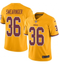 Men's Nike Washington Redskins #36 D.J. Swearinger Limited Gold Rush Vapor Untouchable NFL Jersey