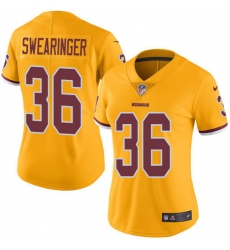 Women's Nike Washington Redskins #36 D.J. Swearinger Limited Gold Rush Vapor Untouchable NFL Jersey