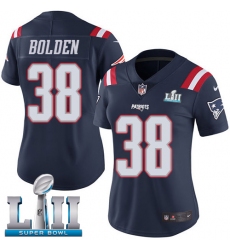 Women's Nike New England Patriots #38 Brandon Bolden Limited Navy Blue Rush Vapor Untouchable Super Bowl LII NFL Jersey