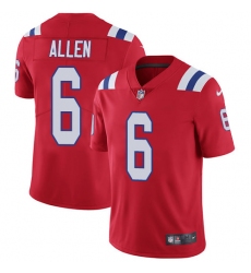 Men's Nike New England Patriots #6 Ryan Allen Red Alternate Vapor Untouchable Limited Player NFL Jersey