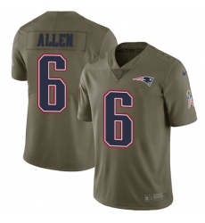 Youth Nike New England Patriots #6 Ryan Allen Limited Olive 2017 Salute to Service NFL Jersey