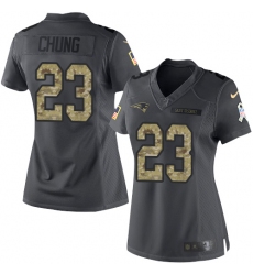 Women's Nike New England Patriots #23 Patrick Chung Limited Black 2016 Salute to Service NFL Jersey
