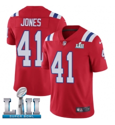 Men's Nike New England Patriots #41 Cyrus Jones Red Alternate Vapor Untouchable Limited Player Super Bowl LII NFL Jersey
