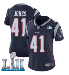Women's Nike New England Patriots #41 Cyrus Jones Navy Blue Team Color Vapor Untouchable Limited Player Super Bowl LII NFL Jersey