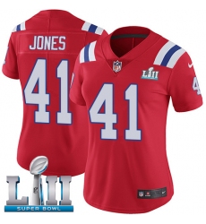 Women's Nike New England Patriots #41 Cyrus Jones Red Alternate Vapor Untouchable Limited Player Super Bowl LII NFL Jersey