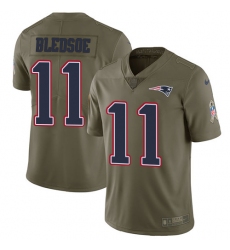 Men's Nike New England Patriots #11 Drew Bledsoe Limited Olive 2017 Salute to Service NFL Jersey