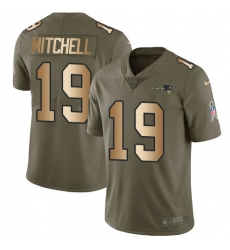 Men's Nike New England Patriots #19 Malcolm Mitchell Limited Olive/Gold 2017 Salute to Service NFL Jersey