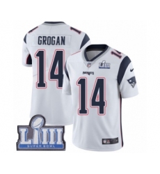 Men's Nike New England Patriots #14 Steve Grogan White Vapor Untouchable Limited Player Super Bowl LIII Bound NFL Jersey