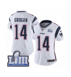 Women's Nike New England Patriots #14 Steve Grogan White Vapor Untouchable Limited Player Super Bowl LIII Bound NFL Jersey