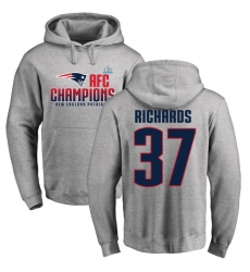 Nike New England Patriots #37 Jordan Richards Heather Gray 2017 AFC Champions Pullover Hoodie