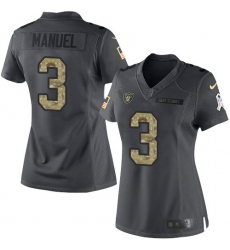Women's Nike Oakland Raiders #3 E. J. Manuel Limited Black 2016 Salute to Service NFL Jersey