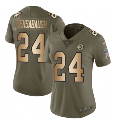 Women's Nike Pittsburgh Steelers #24 Coty Sensabaugh Limited Olive/Gold 2017 Salute to Service NFL Jersey