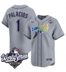 Men's Tampa Bay Rays #1 Richie Palacios Grey 2026 World Series Limited Stitched Baseball Jersey