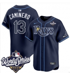 Men's Tampa Bay Rays #13 Junior Caminero Navy 2026 World Series Limited Stitched Baseball Jersey