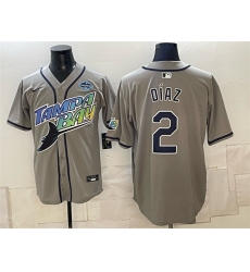 Men's Tampa Bay Rays #2 Yandy Díaz Gray 2026 AL East Champions Vapor Limited Stitched Baseball Jersey