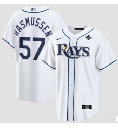 Men's Tampa Bay Rays #57 Drew Rasmussen White 2026 World Series Home Cool Base Stitched Baseball Jersey