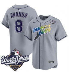 Men's Tampa Bay Rays #8 Jonathan Aranda Grey 2026 World Series Limited Stitched Baseball Jersey